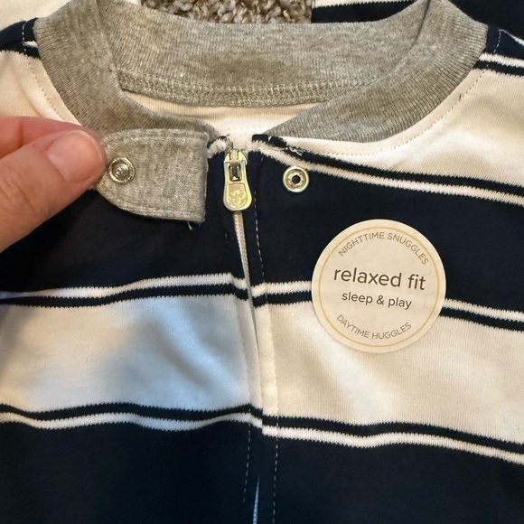 Burt's Bees Navy and White Striped Footies - Picture 3 of 5